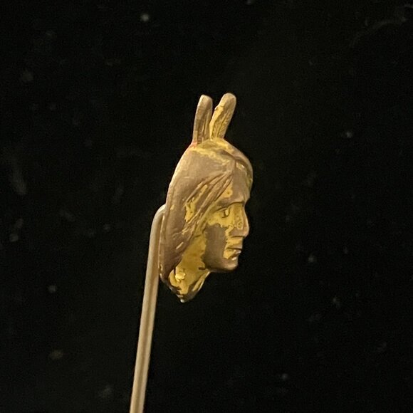 Antique Yellow Painted Native American Man Stick / Hat / Tie Pin - Picture 3 of 7